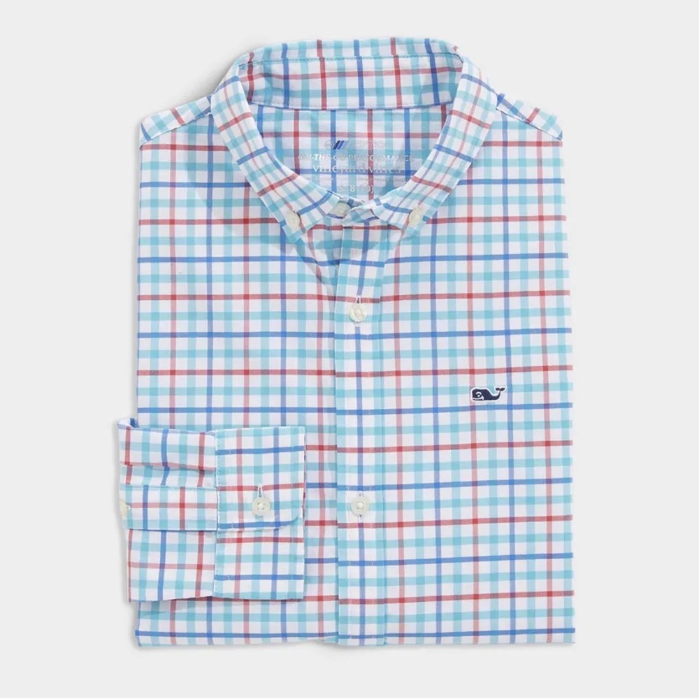 🅱️ Vineyard Vines Boys' On-The-Go brrrº Plaid Shirt